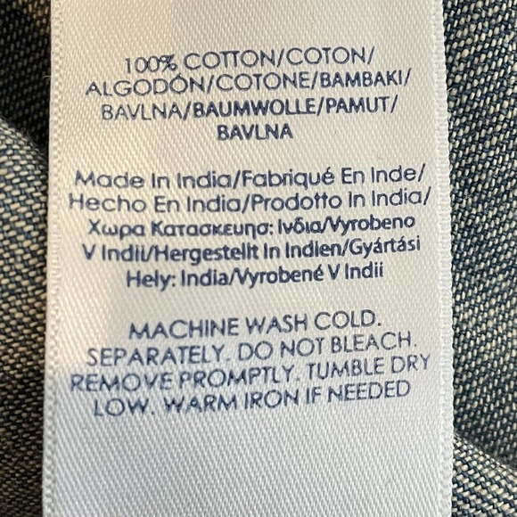 Chaps Size Large Denim Pearl Snap Button Front Shirt Women Pockets Western - Picture 7 of 8